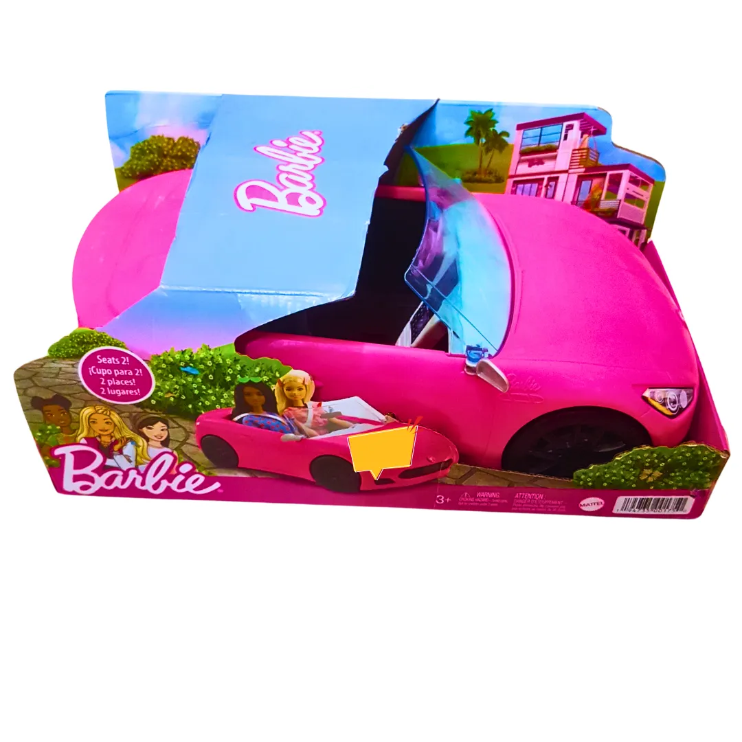 Barbie Convertible Car - Stylish Pink Ride for Two Dolls | Fun Vehicle Play for Kids 3 