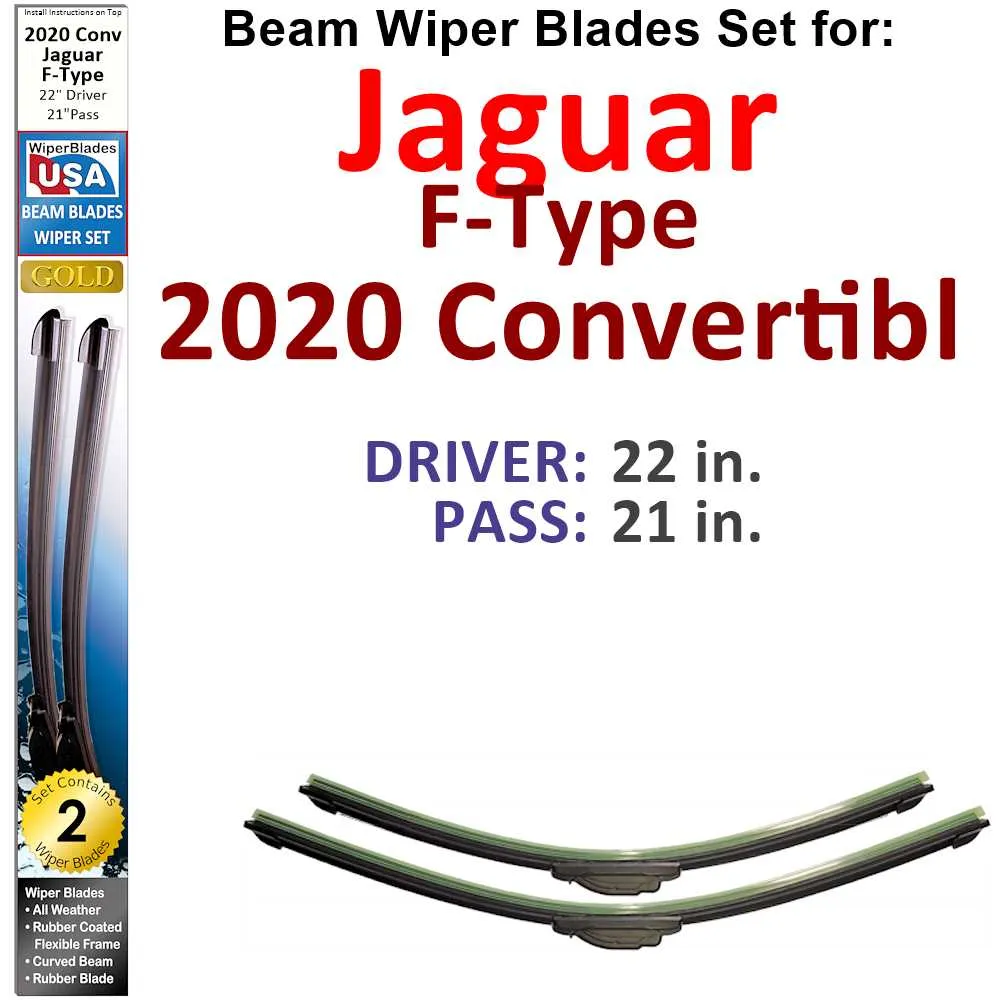 Beam Wiper Blades for 2020 Jaguar F-Type  Convertible (Set of 2)