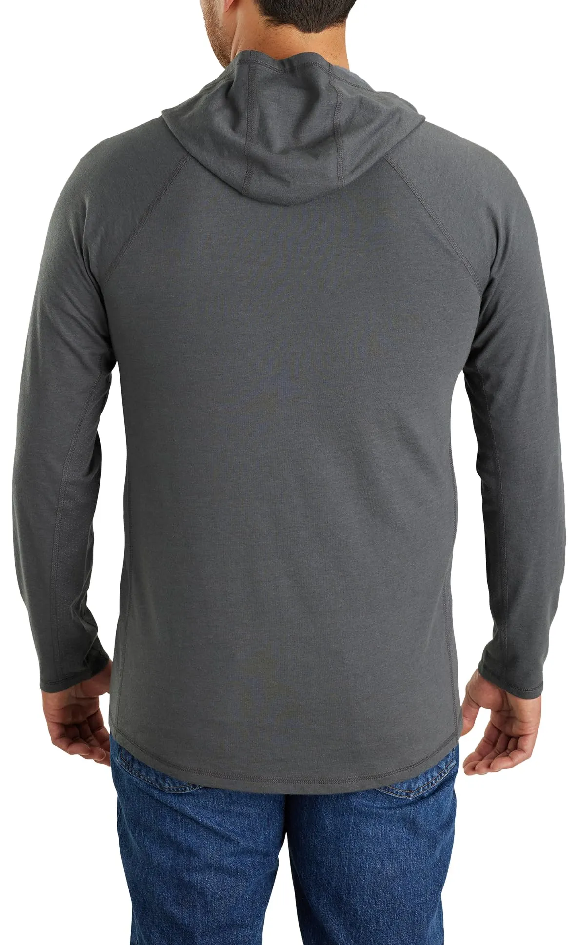 Carhartt 106654 Men's Force Relaxed Fit Midweight Long-Sleeve Logo Graphic Hooded T-Shirt, Carbon Heather