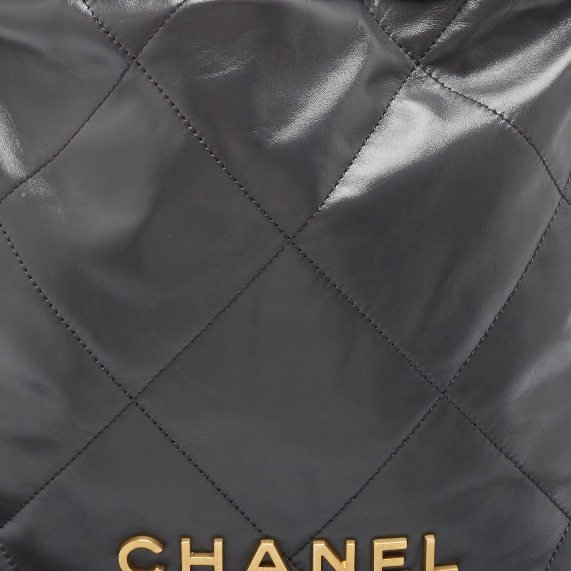 CHANEL Grey Quilted Leather 22 Backpack