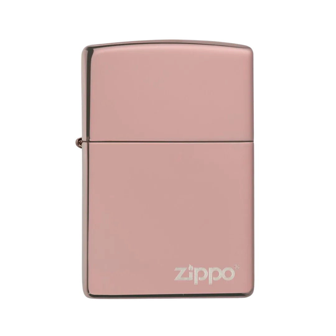 Classic High Polish Rose Gold Zippo Logo