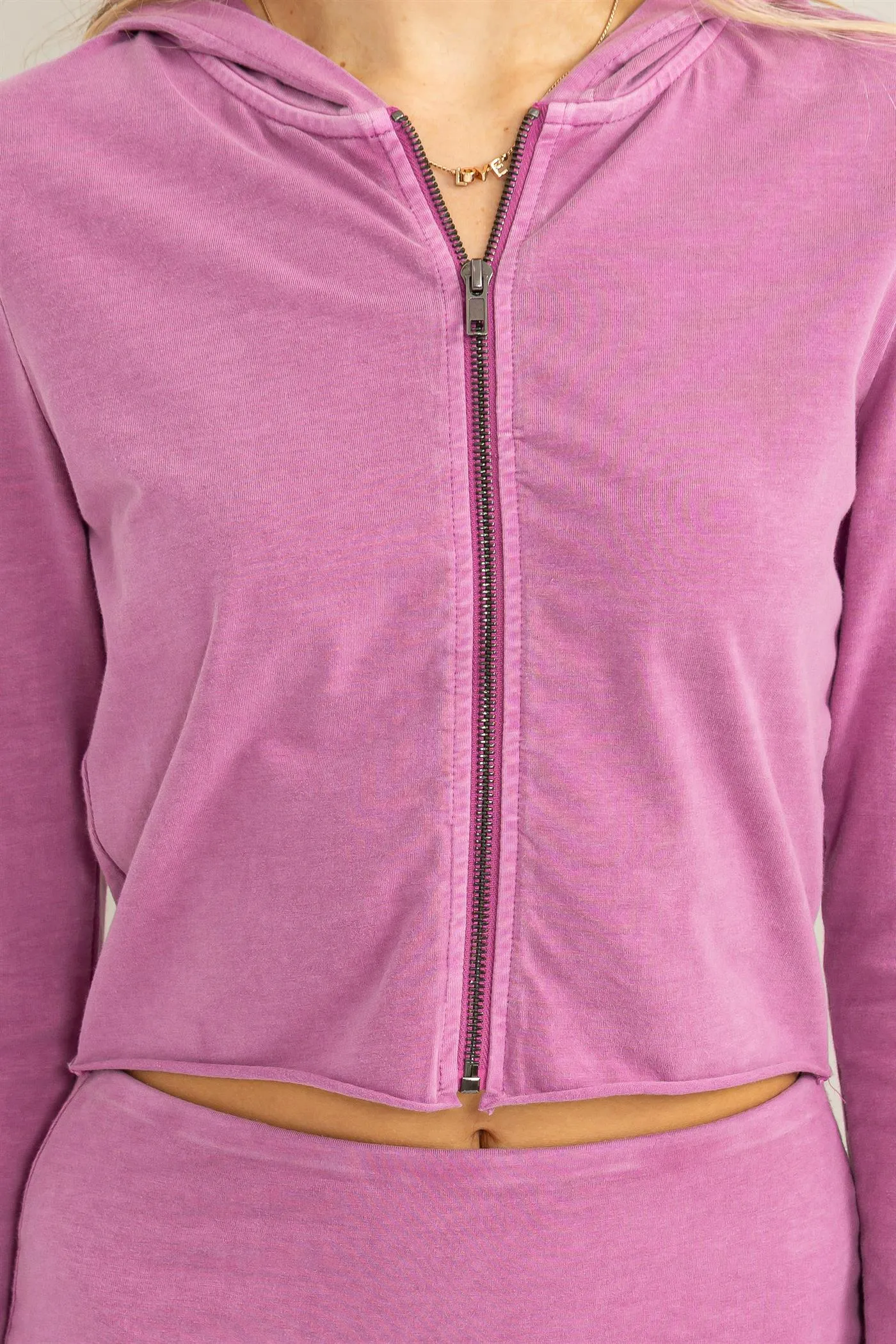 DZ24A067-Zip Up Cropped Hoodie