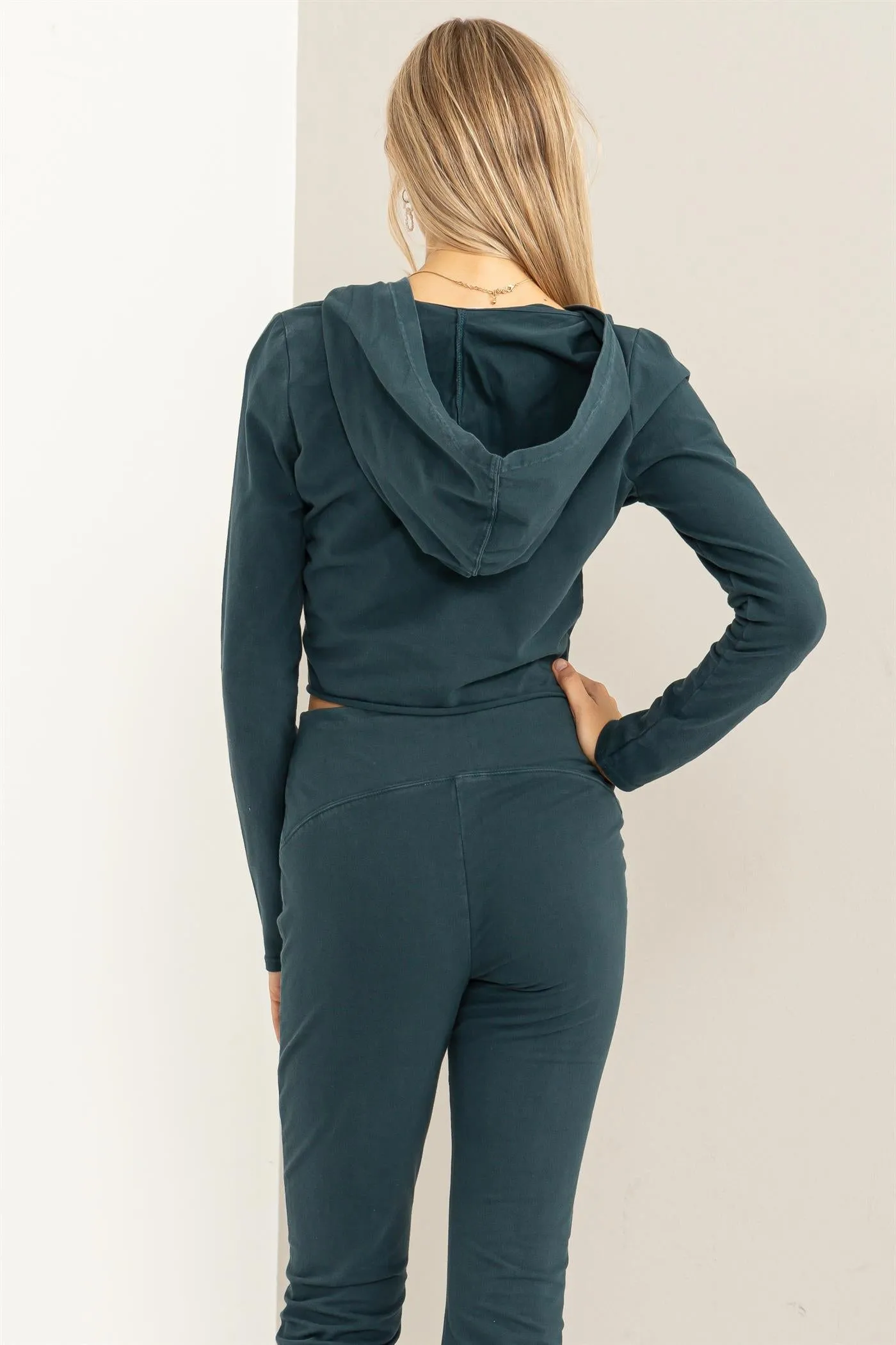 DZ24A067-Zip Up Cropped Hoodie