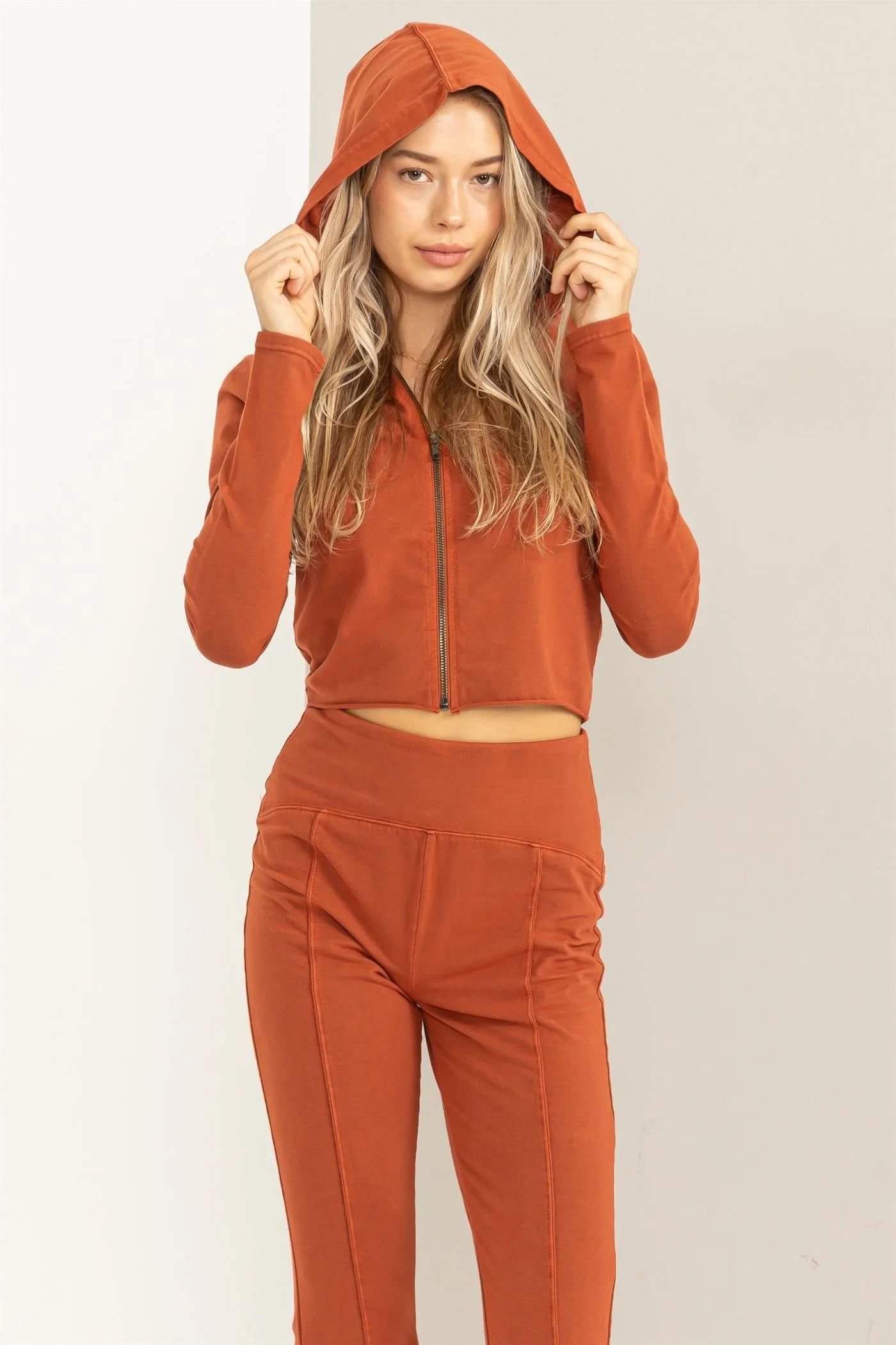 DZ24A067-Zip Up Cropped Hoodie