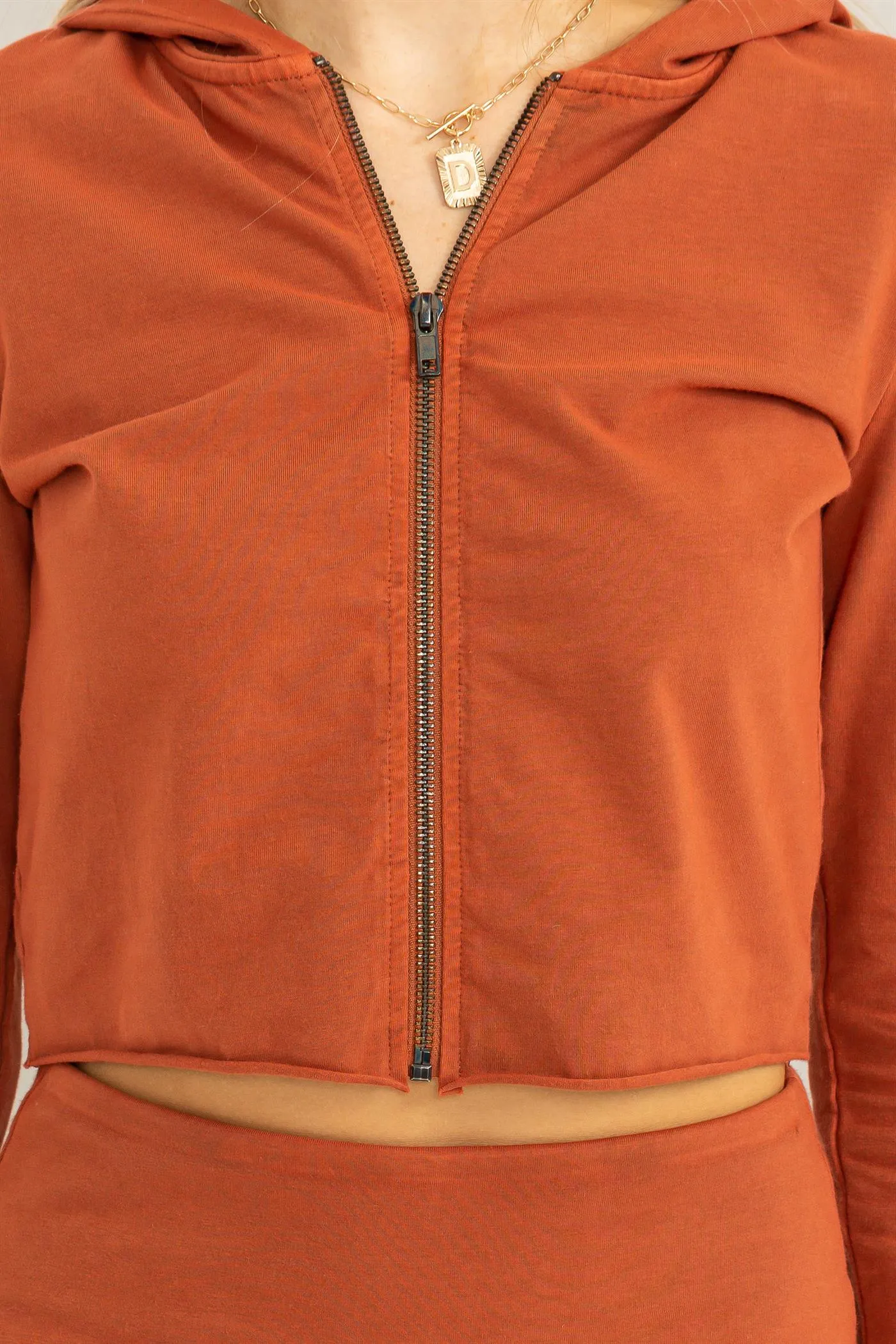 DZ24A067-Zip Up Cropped Hoodie