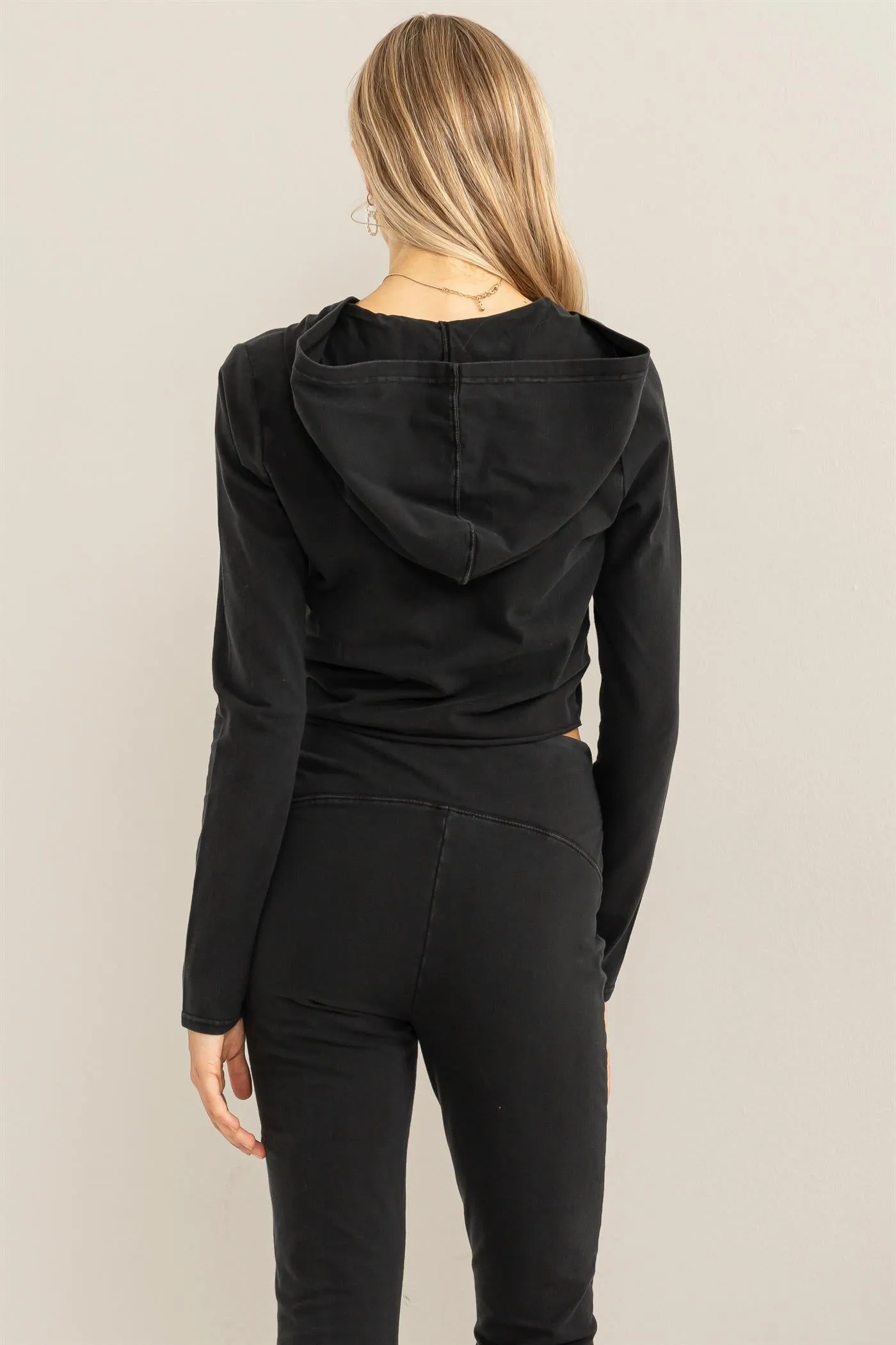 DZ24A067-Zip Up Cropped Hoodie