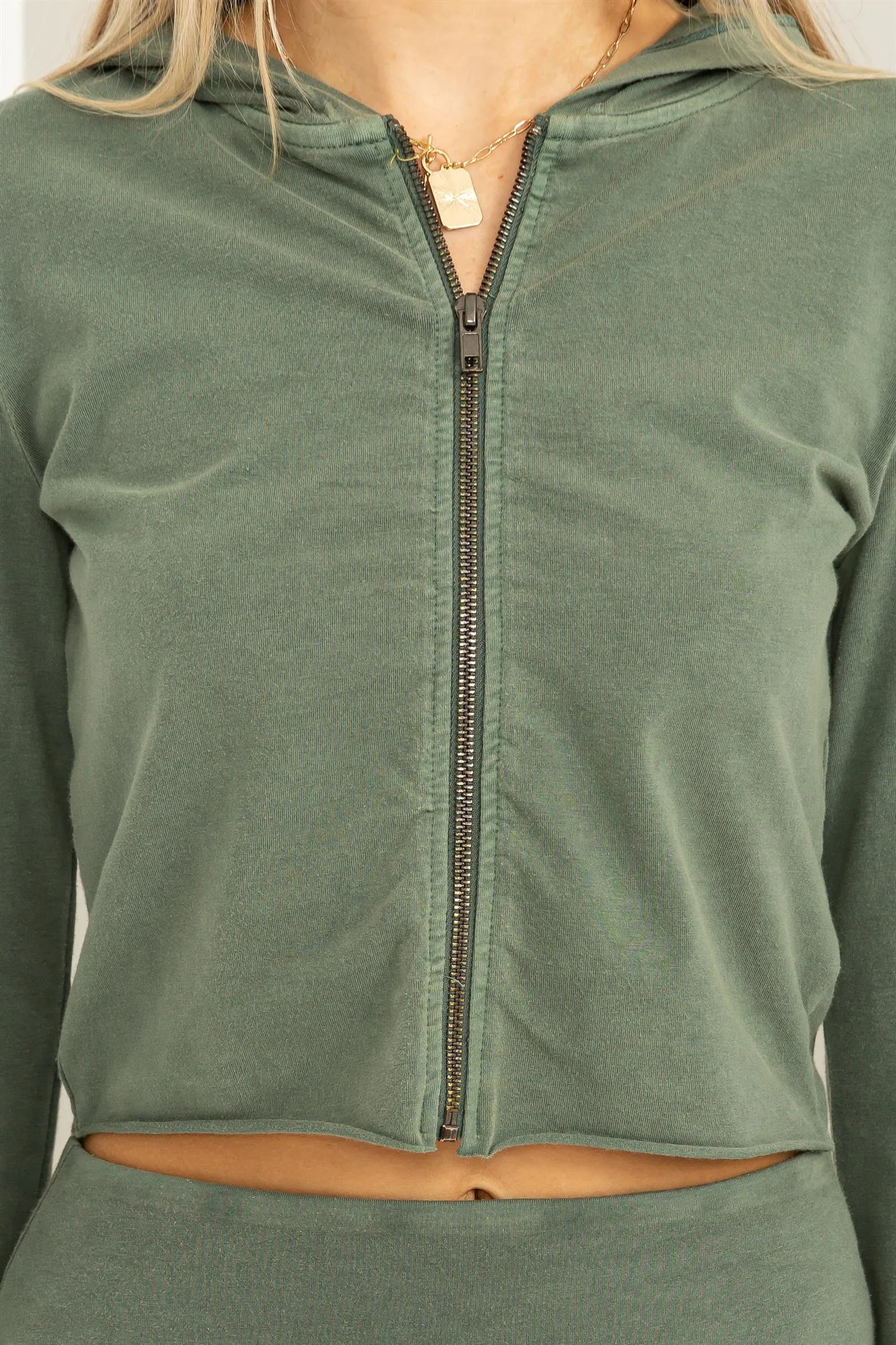 DZ24A067-Zip Up Cropped Hoodie