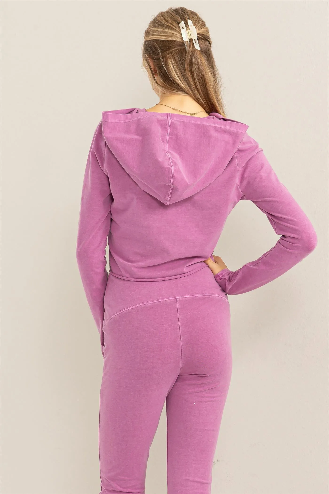 DZ24A067-Zip Up Cropped Hoodie