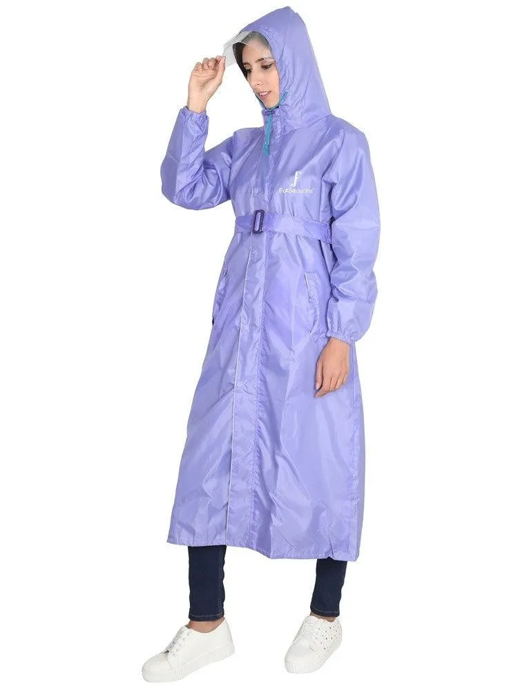 Fabseasons LightPurple Raincoat for women with Adjustable Hood & Reflector for Night visibility