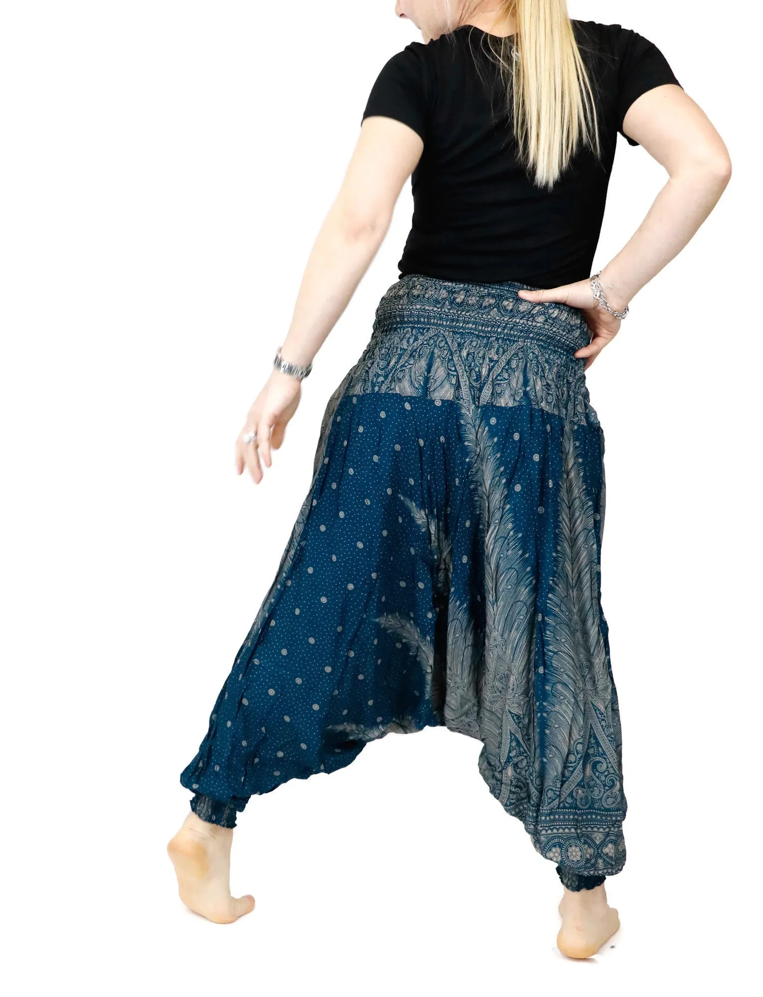 Harem Pants Jumpsuits Rompers Peacock floral Yoga Pants Drop Crotch