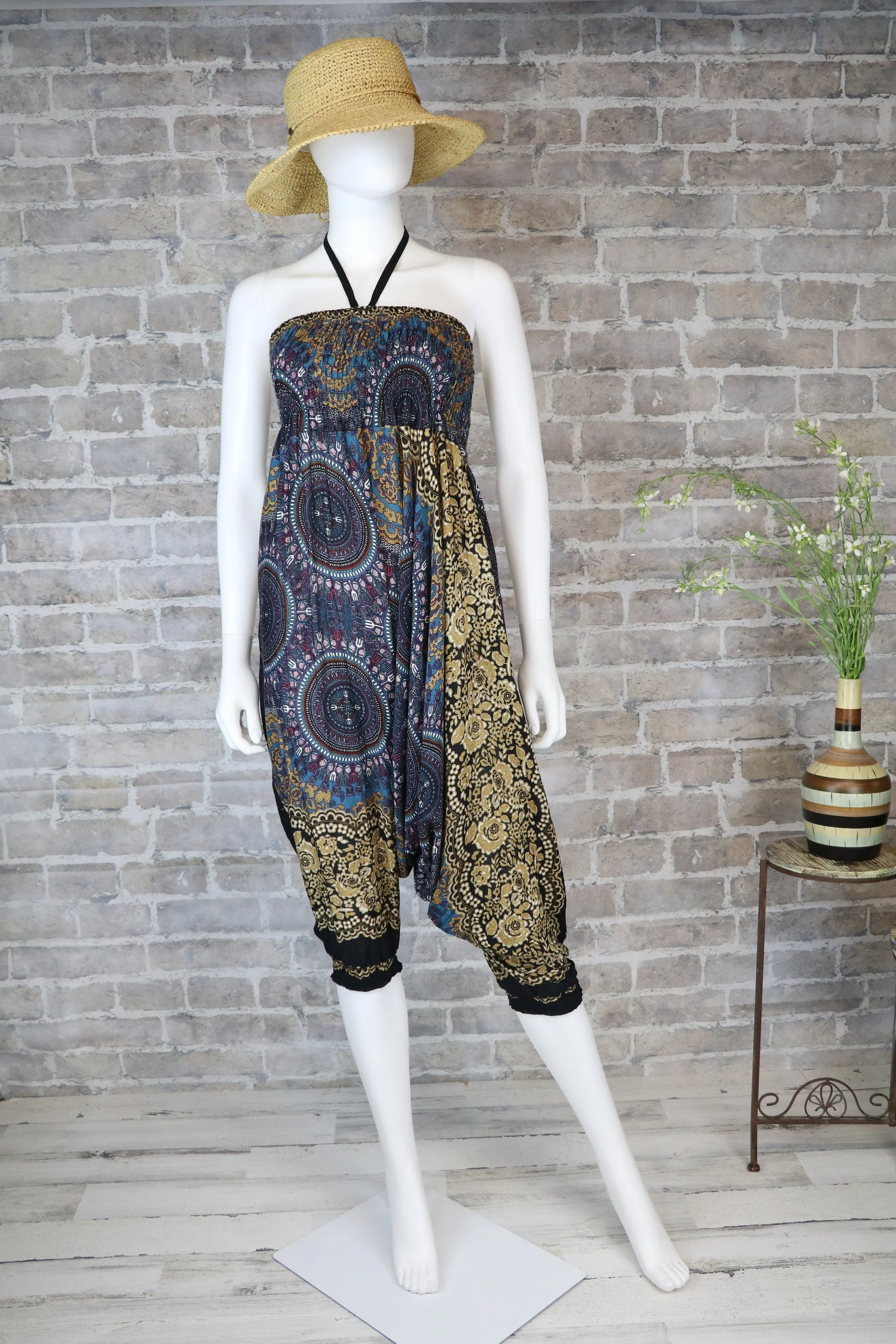 Harem Pants Jumpsuits Rompers Peacock floral Yoga Pants Drop Crotch
