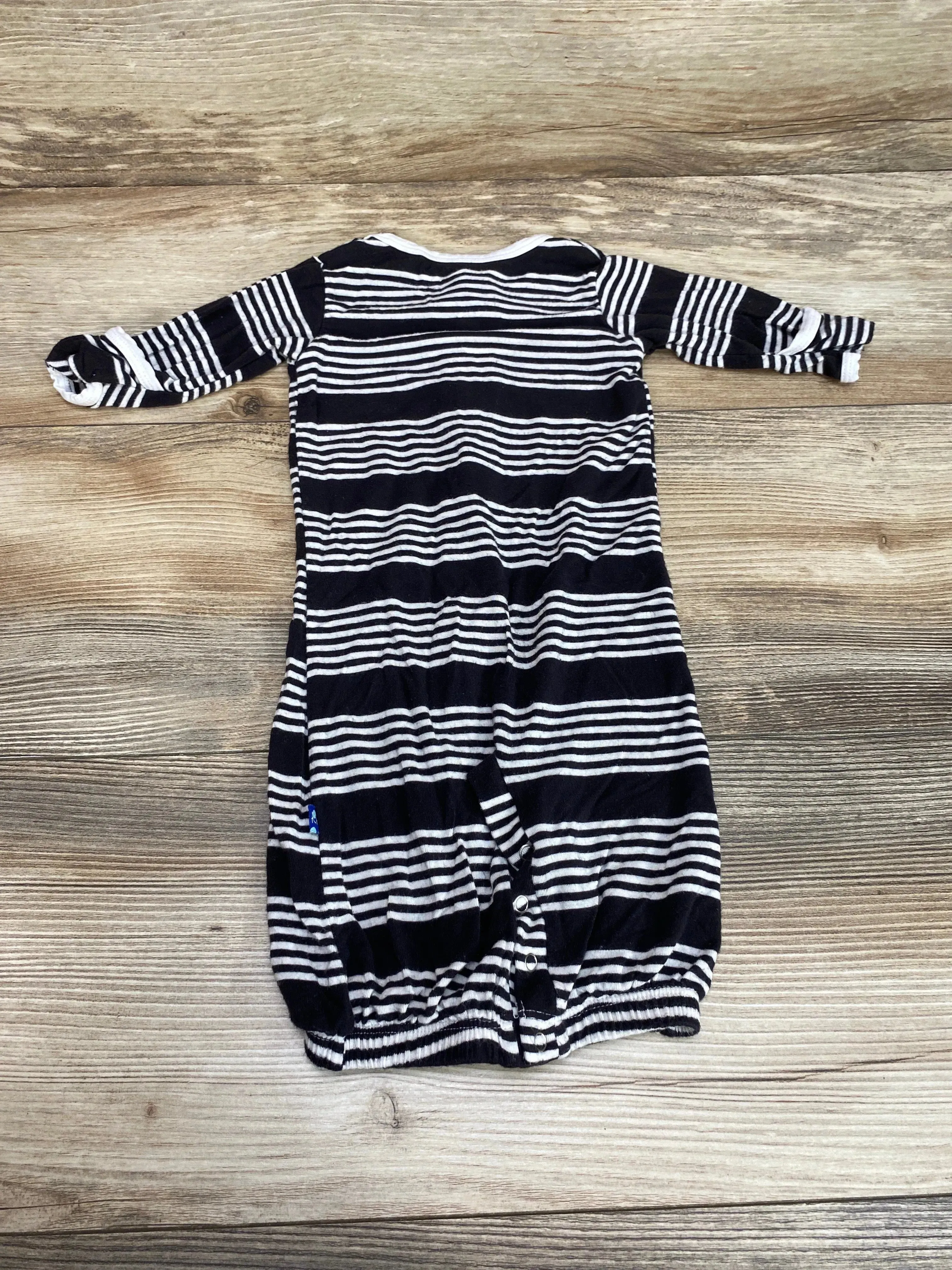 KicKee Pants Striped Convertible Gown Black sz Newborn