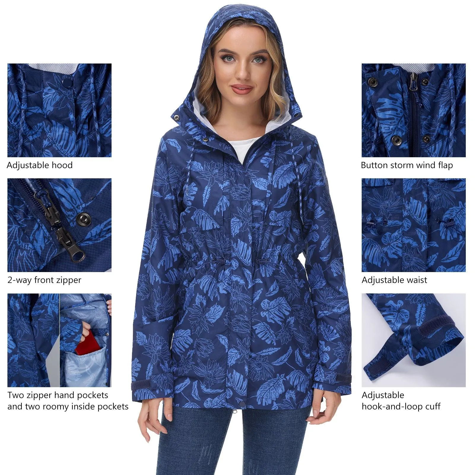 Lightbare Women's Water Resistant Ripstop Rain Coat LB02W