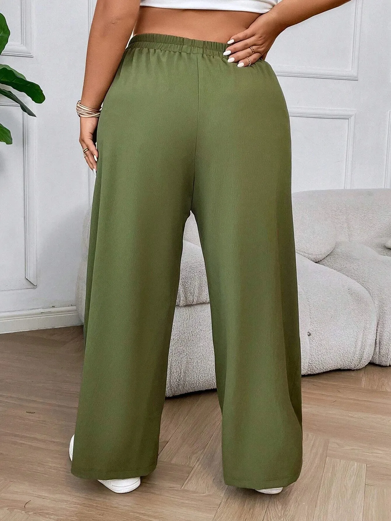 Plain Casual Flap Pocket Side Pants
