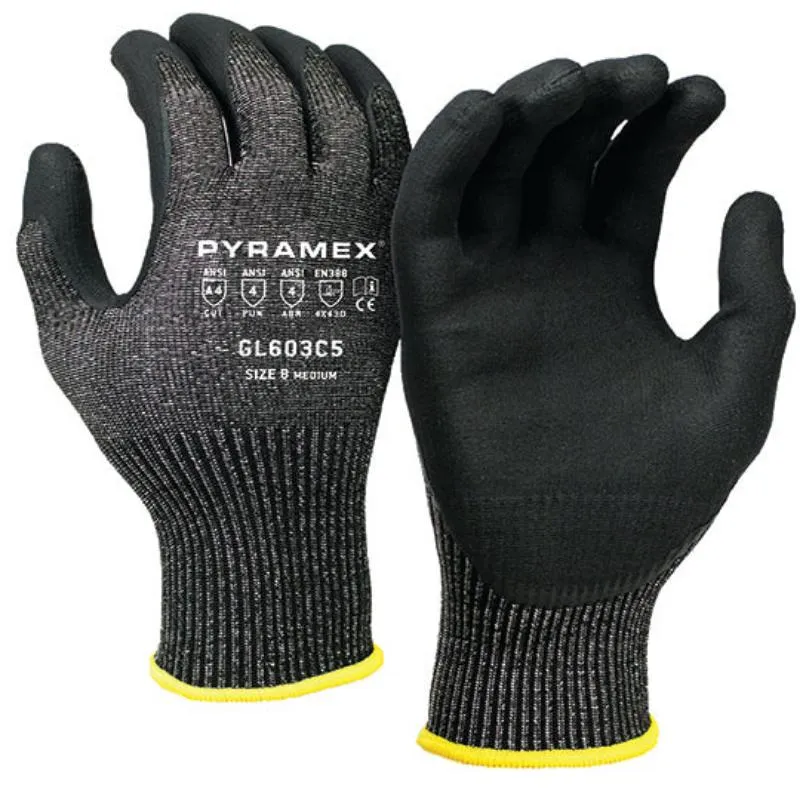 Pyramex GL603C5 Cut-Resistant A4 Micro-Foam Nitrile Work Gloves