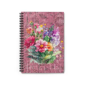 Rose-Colored Vintage Bliss: Floral Spiral Notebook for Elegant Writing and Creative Inspiration