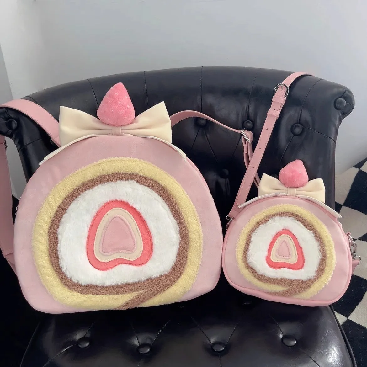 Sweet and Cute Strawberry Cake Roll Backpack