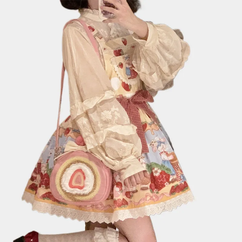 Sweet and Cute Strawberry Cake Roll Backpack