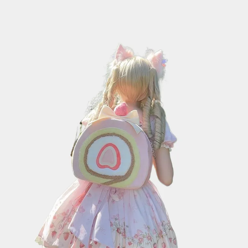 Sweet and Cute Strawberry Cake Roll Backpack