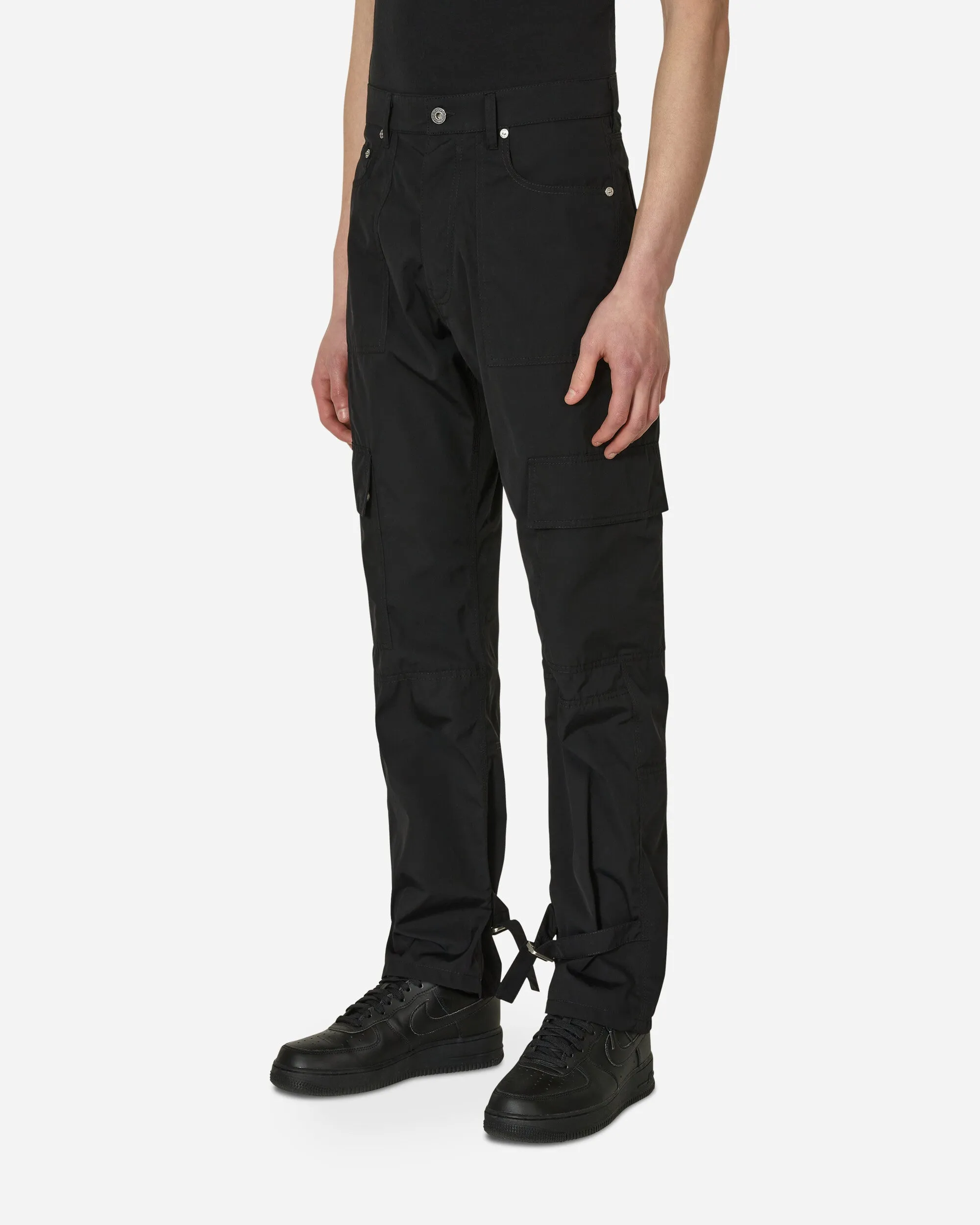 Wave Tag Nylon Cargo Pants Black