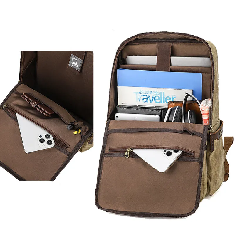 Waxed Canvas Backpack Student Casual Bag